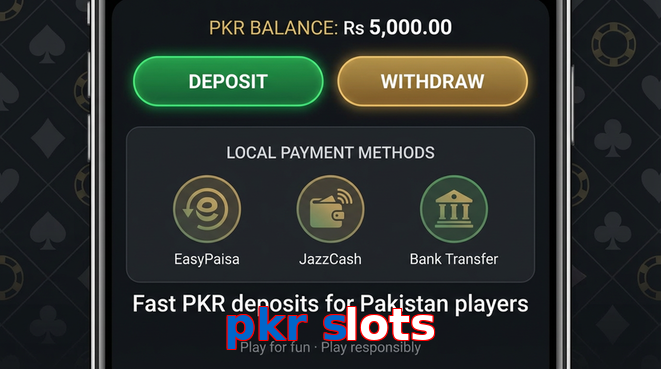 Deposit and withdrawal screen with PKR methods